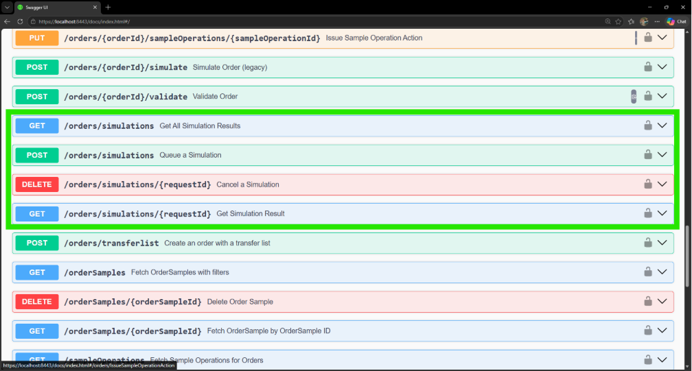 Cellario Scheduler 4.5 screenshot of the new Simulation API endpoint to queue up a simulation.