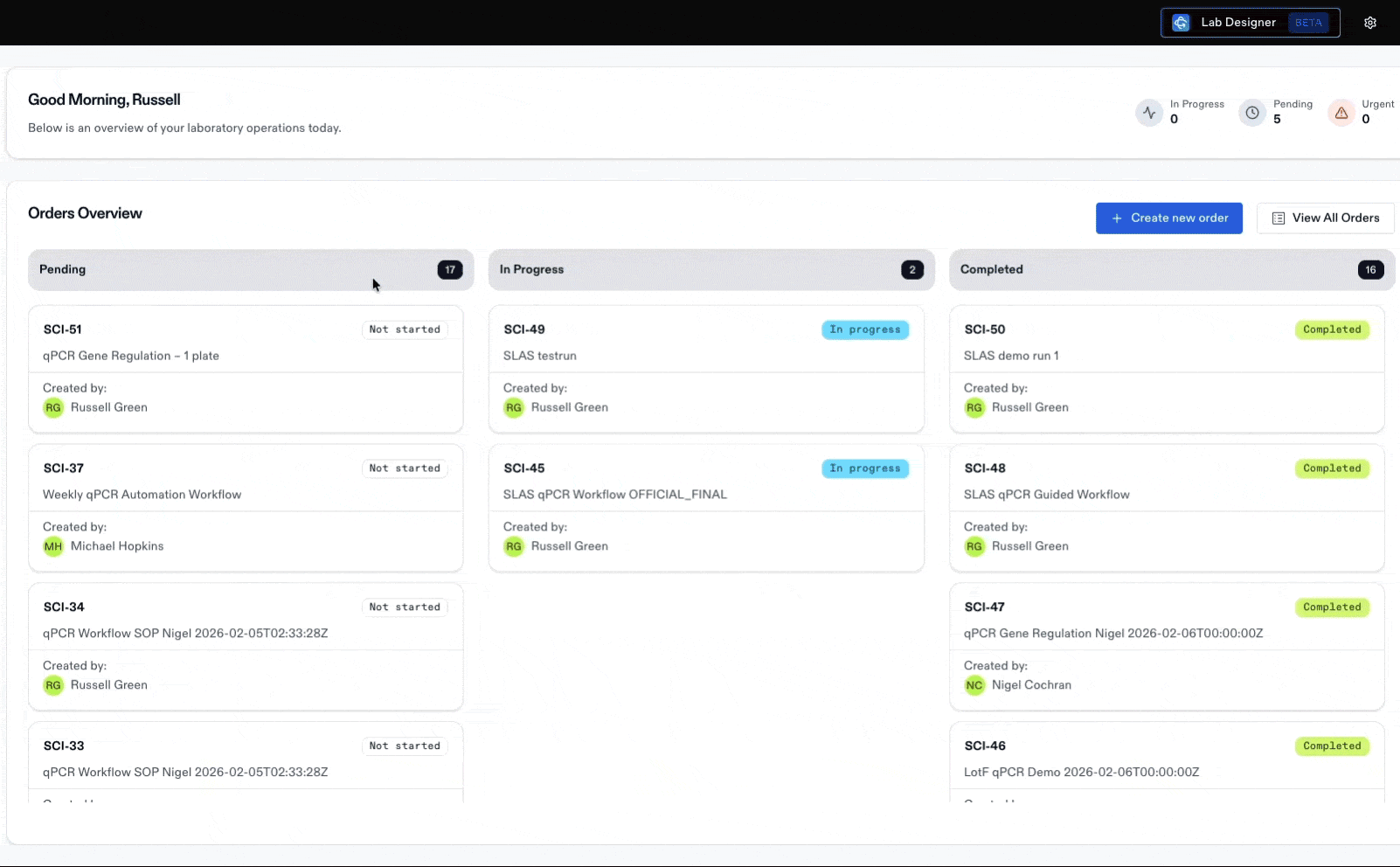Cellario OS with Guided tasks and direct device control